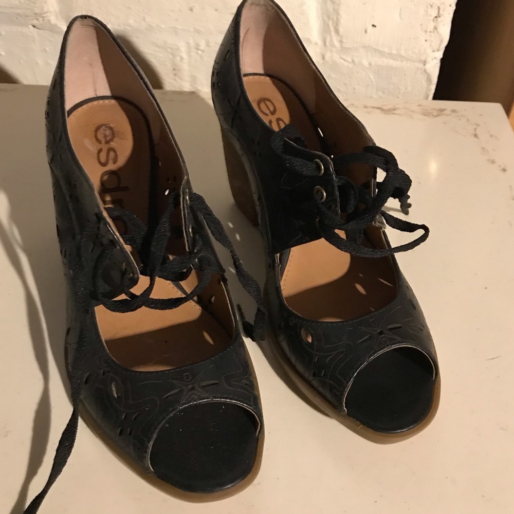 Genuine leather heels, size 4